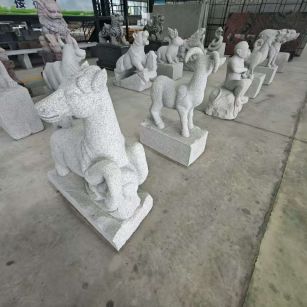 克拉玛依芝麻白雕刻 十二生肖 异形雕刻