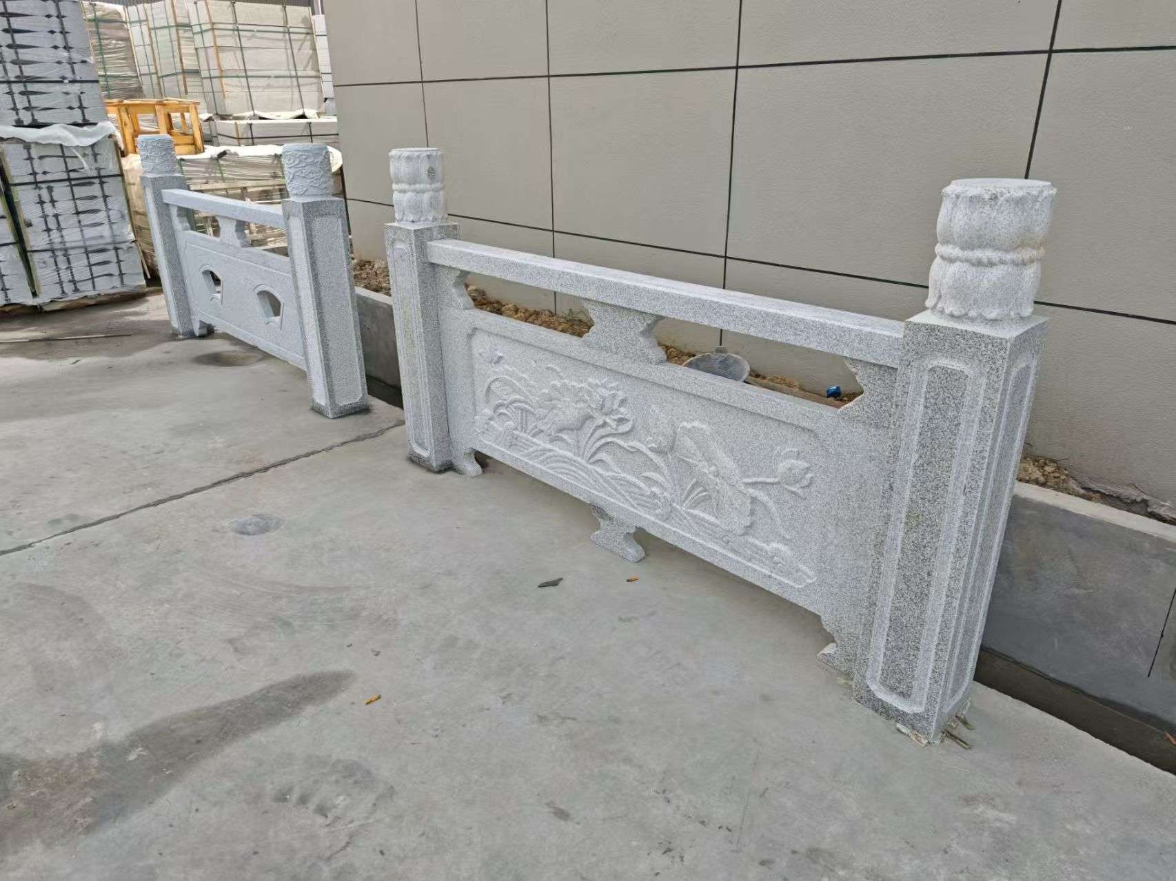 克拉玛依芝麻白河道栏杆 石材栏杆
